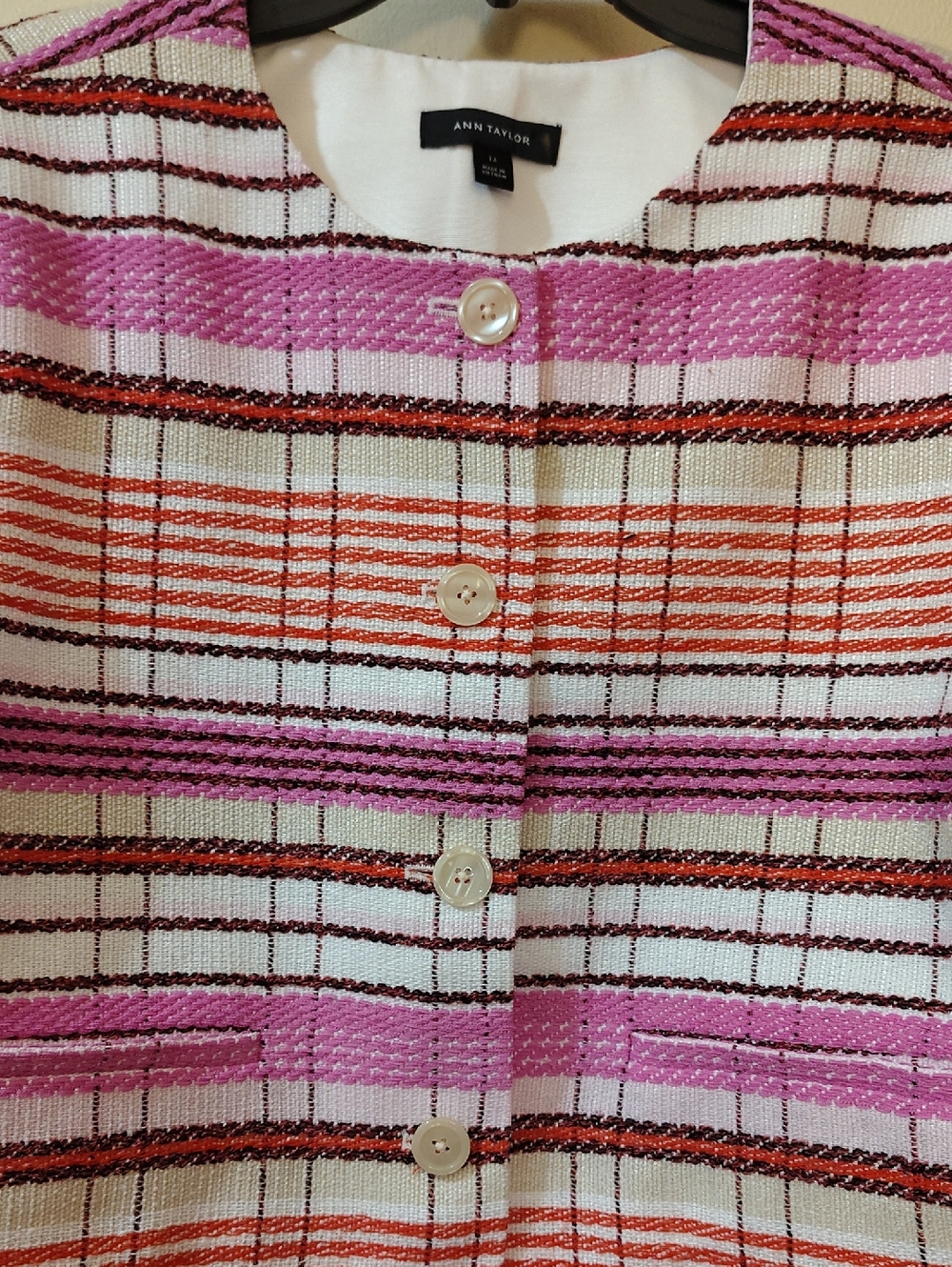 Ann Taylor Tweed Crew Neck Jacket. Size 14 - Picture 8 of 14